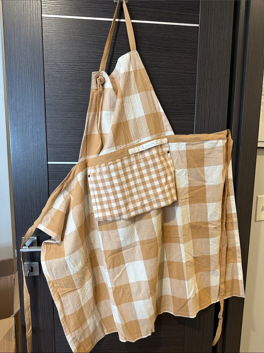 Anthropologie Tan Gingham Apron